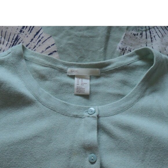 mint green buttoned cotton cardigan, H&M, XS, - Picture 4 of 7